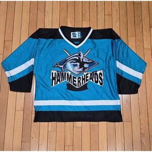 Vintage‎ Gemini USA Hammerheads Hockey Jersey Mens Medium Teal Black Retro 90s